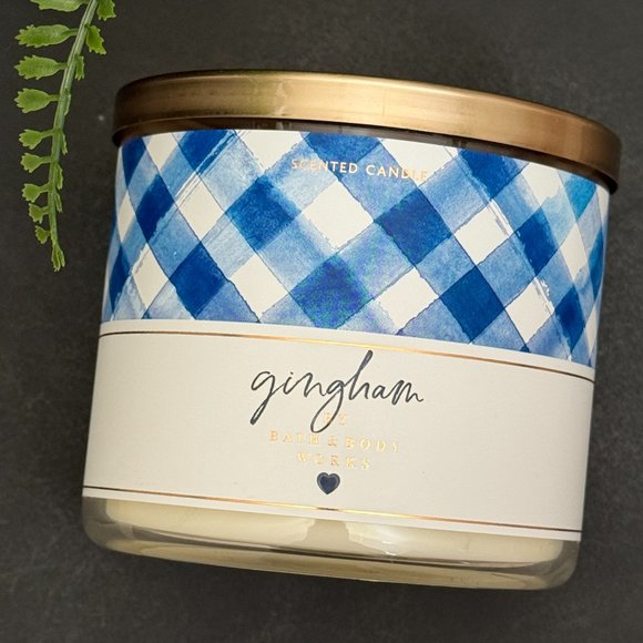 BBW Gingham Bath & Body Works 3 Wick Candle - Picture 5 of 10